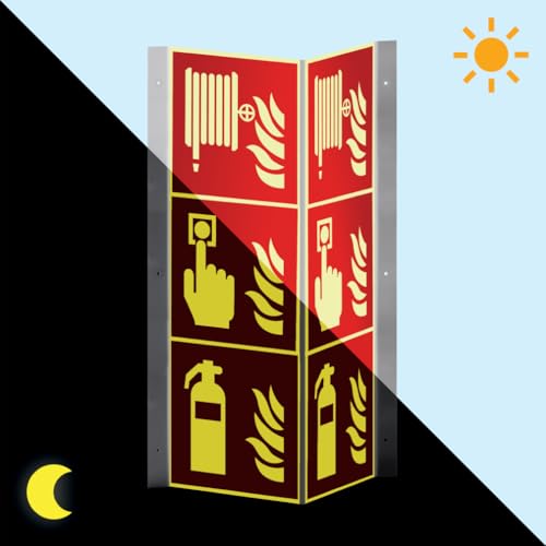 PERMALIGHT power langnachleuchtend Nasenschild Feuerlöscher, Brandmelder, Löschschlauch, 200x600mm von König Werbeanlagen
