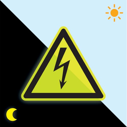 PERMALIGHT power langnachleuchtend Warnschild Warnung vor elektrischer Spannung, ISO, Folie, fluoreszierend, SL 100 mm von König Werbeanlagen