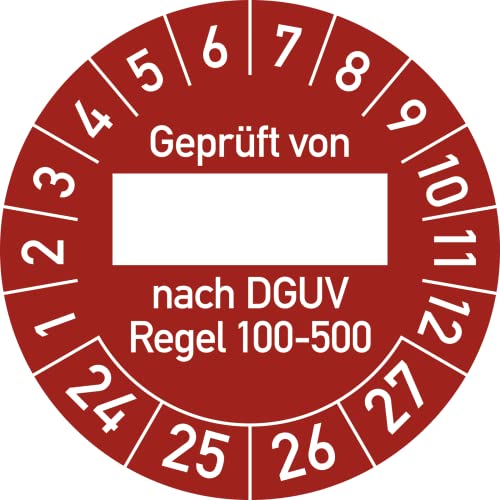 Prüfplakette Geprüft DGUV Regel 100-500, 2024-2027, Folie, Ø 30 mm, 10 Stück/Bogen von König Werbeanlagen