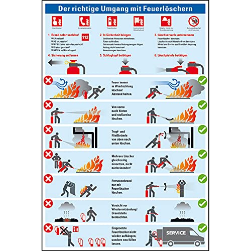 Schild I Aushang Umgang mit Feuerlöschern, Kunststoff, 200x300mm von König Werbeanlagen