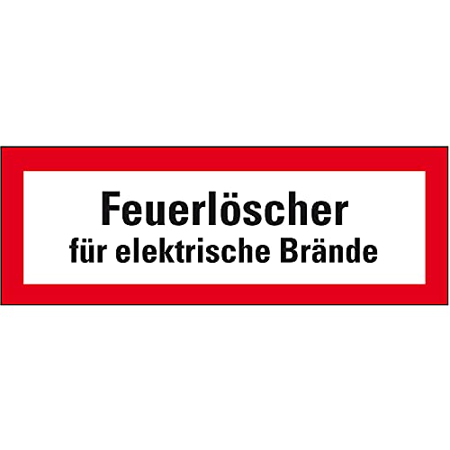 Schild I Feuerwehrschild Feuerlöscher für elektrische Brände, Kunststoff, 210x74mm, DIN 4066 von König Werbeanlagen