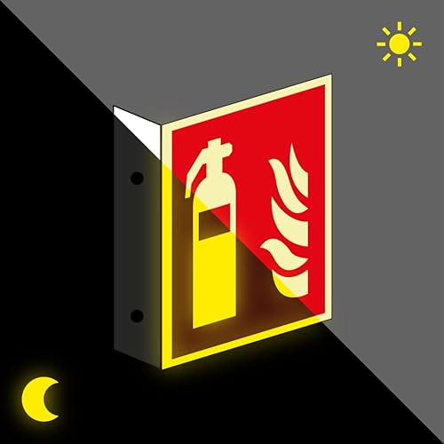 Schild | PERMALIGHT power langnachleuchtend Fahnenschild Feuerlöscher, ASR/ISO, Kunststoff, 150x150mm von König Werbeanlagen
