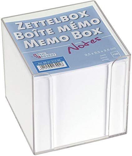 Brunnen König und Ebhardt König & Ebhardt 860101099 Zettelbox (transparente Knststoffbox, 9,5 x 9,5 x 9,5 cm, 700 Blatt) weiß von Brunnen