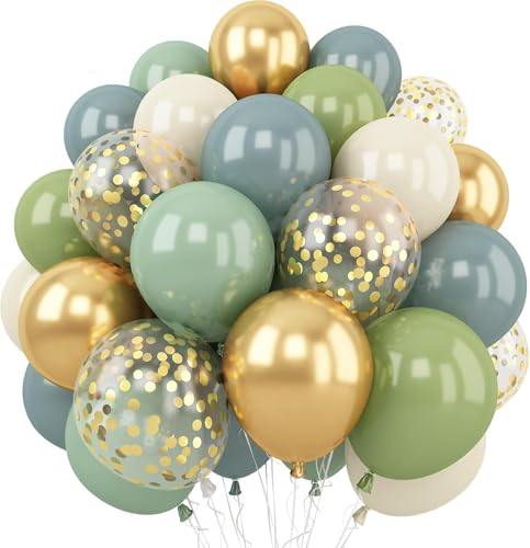 Dusty Blau Grün Gold Luftballons, 60 Stück 12 Zoll Sage Grün Blau Latex Ballons with Metallic Gold Sand Weiß Luftballons für Boho Geburtstag Babyparty Hochzeit Safari Party Dekoration Dusty Blau Grün Gold Luftballons, 60 Stück 12 Zoll Sage Grün Blau Latex Ballons with Metallic Gold Sand Weiß Luftballons für Boho Geburtstag Babyparty Hochzeit Safari Party Dekoration von Kogarm