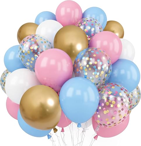 Luftballons Blau Rosa, 60 Stück 12 Zoll Gender Reveal Ballons mit Metallic Gold Konfetti Ballons für Babyparty, Geburtstag, Boy or Girl, Geschlecht Dekoration Luftballons Blau Rosa, 60 Stück 12 Zoll Gender Reveal Ballons mit Metallic Gold Konfetti Ballons für Babyparty, Geburtstag, Boy or Girl, Geschlecht Dekoration von Kogarm