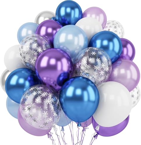 Luftballons Frozen, 60 Stück 12 Zoll Blau Lila Metallic Latex Ballons mit Schneeflocke Konfetti Ballons für Winter Wonderland, Weihnachten, Babyparty, Geburtstag Luftballons Frozen, 60 Stück 12 Zoll Blau Lila Metallic Latex Ballons mit Schneeflocke Konfetti Ballons für Winter Wonderland, Weihnachten, Babyparty, Geburtstag von Kogarm