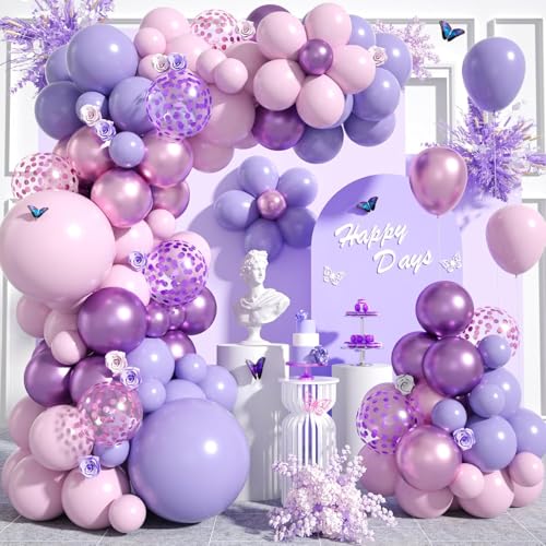 Luftballons Girlande Lila Rosa, 112 Stück Rosa Lila Konfetti Ballons mit Violett Party Ballons Girlande für Mädchen Geburtstag Deko Babyparty Hochzeit Dekorationen Luftballons Girlande Lila Rosa, 112 Stück Rosa Lila Konfetti Ballons mit Violett Party Ballons Girlande für Mädchen Geburtstag Deko Babyparty Hochzeit Dekorationen von Kogarm
