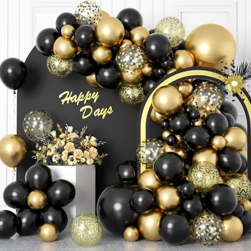 Luftballons Girlande Schwarz Gold, 122 Stück Schwarz Metallic Chrom Gold Latex Ballon mit Konfetti Ballon für Männer Frauen Geburtstag Hochzeit Babyparty Abschlussfeier Dekorationen Luftballons Girlande Schwarz Gold, 122 Stück Schwarz Metallic Chrom Gold Latex Ballon mit Konfetti Ballon für Männer Frauen Geburtstag Hochzeit Babyparty Abschlussfeier Dekorationen von Kogarm