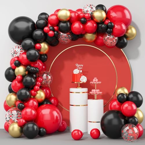 Luftballons Girlande Schwarz Rot, 109 Stück Rot Schwarz Gold Ballons Girlande mit Konfetti Luftballons für Casino Las Vegas Party, Geburtstag, Abschlussfeier Dekorationen Luftballons Girlande Schwarz Rot, 109 Stück Rot Schwarz Gold Ballons Girlande mit Konfetti Luftballons für Casino Las Vegas Party, Geburtstag, Abschlussfeier Dekorationen von Kogarm