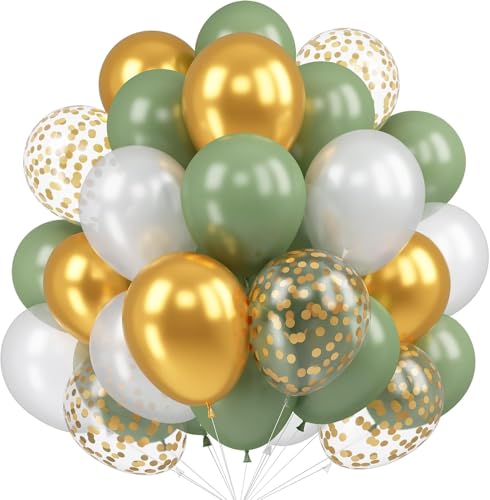 Luftballons Sage Grün Gold, 50 Stück 12 Zoll Olive Grün Weiß Metallic Gold Luftballons mit Konfetti Ballons für Junge Kinder Geburtstag Hochzeit Babyparty Safari Party Luftballons Sage Grün Gold, 50 Stück 12 Zoll Olive Grün Weiß Metallic Gold Luftballons mit Konfetti Ballons für Junge Kinder Geburtstag Hochzeit Babyparty Safari Party von Kogarm