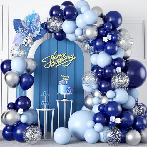 Navy Blau Luftballons Girlande, 117 Stück Dunkelblau Macaron Blau Metallic Silber und Konfetti Ballons für Hochzeit, Geburtstag, Babyparty Deko, 1. Geburtstag Junge Navy Blau Luftballons Girlande, 117 Stück Dunkelblau Macaron Blau Metallic Silber und Konfetti Ballons für Hochzeit, Geburtstag, Babyparty Deko, 1. Geburtstag Junge von Kogarm