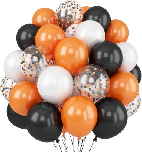 Orange Schwarz Luftballons, 60 Stück 12 Zoll Luftballons Orange Schwarz Weiß mit Konfetti Latex Helium Ballons Decorations für Kinder Geburtstag Party, Halloween Orange Schwarz Luftballons, 60 Stück 12 Zoll Luftballons Orange Schwarz Weiß mit Konfetti Latex Helium Ballons Decorations für Kinder Geburtstag Party, Halloween von Kogarm