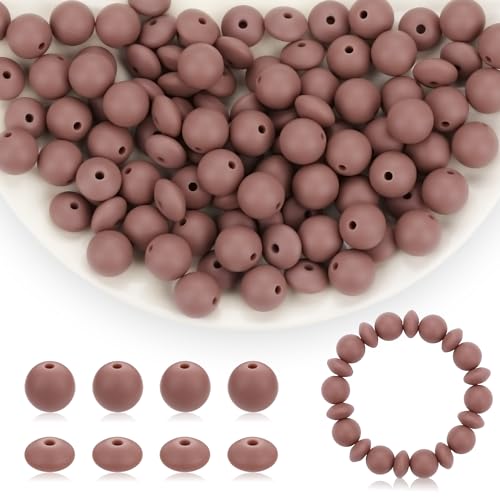 Kogcmeetl Silikonperlen, 12 mm, Silikonperlen für Schlüsselanhänger, Silikonperlen, lose Perlen für Stifte, Halsketten, Armbänder, Basteln, Braun, 100 Stück Kogcmeetl Silikonperlen, 12 mm, Silikonperlen für Schlüsselanhänger, Silikonperlen, lose Perlen für Stifte, Halsketten, Armbänder, Basteln, Braun, 100 Stück von Kogcmeetl