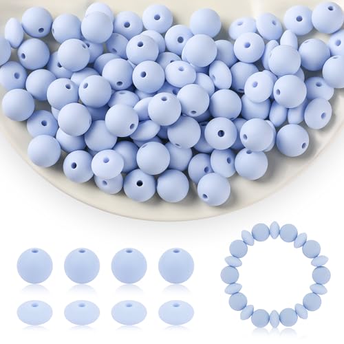 Kogcmeetl 100 blaue Silikonperlen für Bastelarbeiten, Schlüsselanhänger, Halsketten, Armbänder, 12 mm Kogcmeetl 100 blaue Silikonperlen für Bastelarbeiten, Schlüsselanhänger, Halsketten, Armbänder, 12 mm von Kogcmeetl
