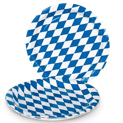 Kogler Papier-Teller-Set, Bayern-Design, Karton, Rautenmuster, Einheitsgröße, 10 Stück von Kogler