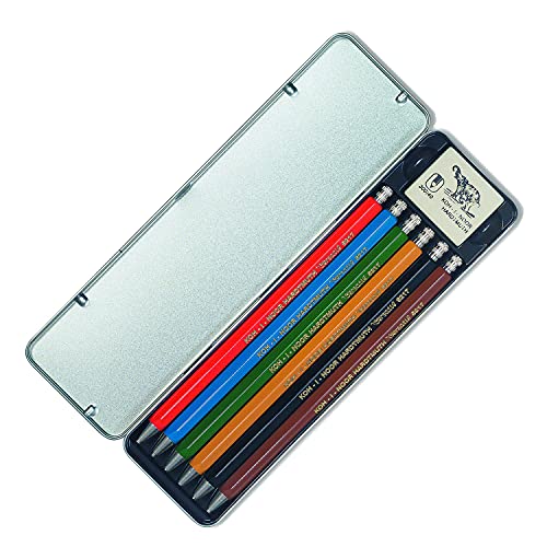 KOH-I-NOOR 5217 - Druckbleistifte inkl. 1 x Radiergummi im Metalletui, unterschiedliche Farben - 6 Stück KOH-I-NOOR 5217 - Druckbleistifte inkl. 1 x Radiergummi im Metalletui, unterschiedliche Farben - 6 Stück von Koh-I-Noor