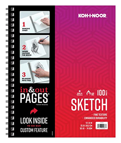 Koh-I-Noor 22,9 x 30,5 cm Skizzenpapier mit In- und Out-Seiten, 22,7 kg. / 74 g/m², seitliche Drahtbindung, 100 Blatt/Block, je 1 Stück Koh-I-Noor 22,9 x 30,5 cm Skizzenpapier mit In- und Out-Seiten, 22,7 kg. / 74 g/m², seitliche Drahtbindung, 100 Blatt/Block, je 1 Stück von Koh-I-Noor