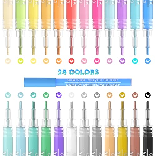 Koilox Acrylfarbe Stifte, 24 Vibrant Farbe Wasserbasis Farbe Stifte Kunst Marker für Stein Holz Keramik Kiesel Stoff Leinwand Fotoalbum DIY Handwerk Weihnachten Osterei, ungiftig und kein Geruch Koilox Acrylfarbe Stifte, 24 Vibrant Farbe Wasserbasis Farbe Stifte Kunst Marker für Stein Holz Keramik Kiesel Stoff Leinwand Fotoalbum DIY Handwerk Weihnachten Osterei, ungiftig und kein Geruch von Koilox