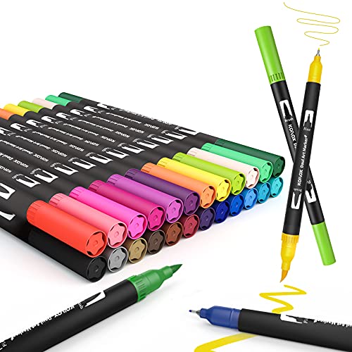 Koilox Pinselstift Set Pinselstiften Aquarellpinsel Brush Pen Set, 24 Farben Pinselstifte mit Zwei Spitzen, Pine Fineliners Filzstifte, Markierungen auf Wasserbasis Koilox Pinselstift Set Pinselstiften Aquarellpinsel Brush Pen Set, 24 Farben Pinselstifte mit Zwei Spitzen, Pine Fineliners Filzstifte, Markierungen auf Wasserbasis von Koilox