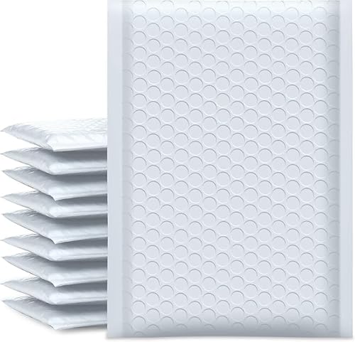 Koja Luftpolster-Versandtaschen, 20,3 cm, 4 x 20,3 cm, nutzbare Größe, extra dicke Polsterung, schnell und einfach, selbstklebend, Weiß Koja Luftpolster-Versandtaschen, 20,3 cm, 4 x 20,3 cm, nutzbare Größe, extra dicke Polsterung, schnell und einfach, selbstklebend, Weiß von Koja
