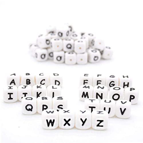 Silikon Alphabet 26 Buchstaben Perlen 12mm 100pc Silikon Perlen für Schmuck Schlüsselkette Machen von Kojoon