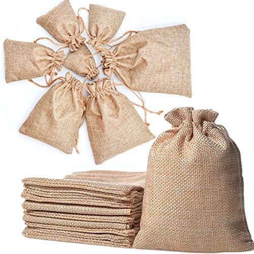 Sackleinen Taschen mit Kordelzug 50pc 13 * 18cm Jute Schmuckbeutel Hochzeitsbevorzugung Geschenktüten von Kojoon