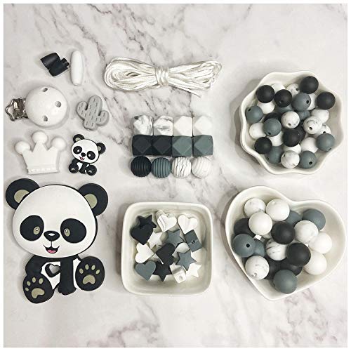 Silikon Lose Perlen Panda Set Kit DIY Halskette Armband Schmuck Zubehör von Kojoon