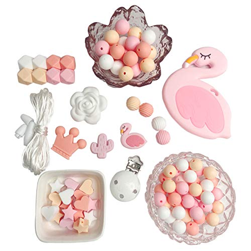 Silikon Lose Perlen Set für DIY Halskette Armband Schmuck Rosa Making Kit Silikon Lose Perlen Set für DIY Halskette Armband Schmuck Rosa Making Kit von Kojoon