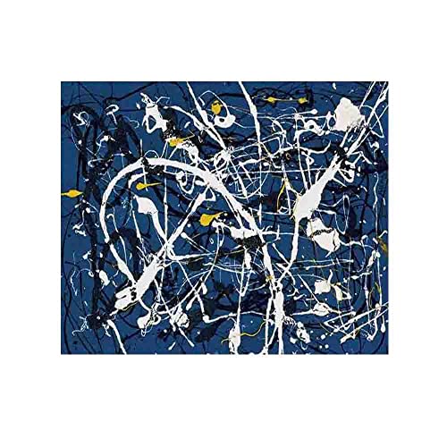 Jackson Pollock Blue Dot Wandbild Auf Leinwand Poster Leinwand Bilder Schlafzimmer Wanddekoration Wohnzimmer Gemälde Büro Dekoration Kunstdruck Wand Deko (90 x 108 cm-35 x 43 inch,Ungerahmt) von Kok-Q-Jur