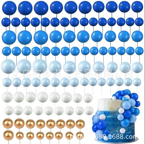 108 Stück Tortendeko Kugeln, Cake Topper Kuchen Kugeln Dekorationen, Schaumkugel Deko Torten für Geburtstag Party Hochzeit Babyparty Kuchendekoration Königsblau, Hellblau, Weiß, Gold, Seeblau 108 Stück Tortendeko Kugeln, Cake Topper Kuchen Kugeln Dekorationen, Schaumkugel Deko Torten für Geburtstag Party Hochzeit Babyparty Kuchendekoration Königsblau, Hellblau, Weiß, Gold, Seeblau von Kokoie