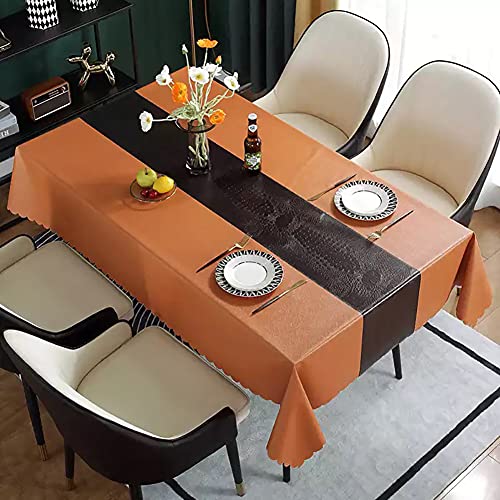 Kokomimi Tischdecke Abwischbare Abwaschbar PVC Rechteck gartentischdecke Outdoor Tischtücher Wachstuch Fleckschutz Tischtuch Tischdecke für Küche Orange, 120×180 cm von Kokomimi