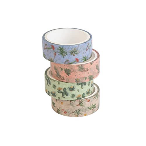 Kokonote Botanical Cacti 4 Rollen Washi Tape Set - Scrapbook Klebeband Bunt - Washi Tape Set - Dekoratives Abdeckband - Scrapbook Zubehör Geschenkpapier, 3M, Grün von Grupo Erik