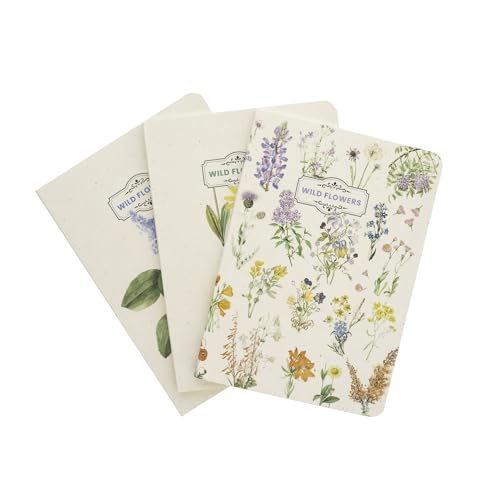 Grupo Erik Botanical Wild Flowers 3er Pack Notizbücher A6 - Notizbuch klein A6-1 Notizbuch Liniert 1 Notizbuch Dotted 1 Notizbuch Blanko - Notizblock A6 von Grupo Erik