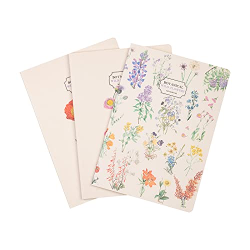 Kokonote Botanical Wild Flowers Pack of 3er Pack Notizbücher A5 - Notizbuch klein A5-1 Notizbuch Liniert 1 Notizbuch Dotted 1 Notizbuch Blanko - Notizblock A5 von Kokonote