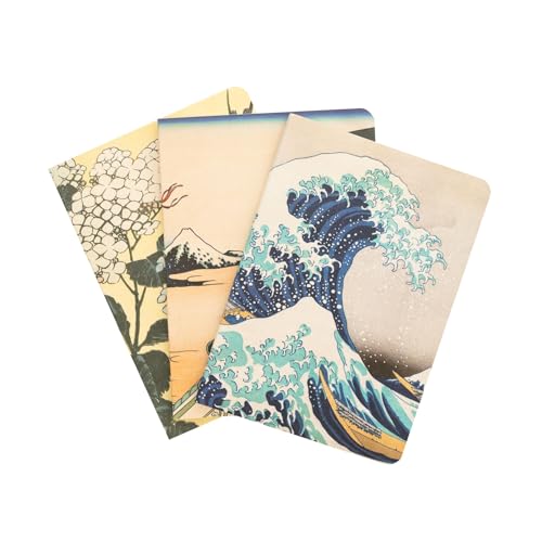 Kokonote Hokusai The Great Wave of Kanagawa 3er Pack Notizbücher A6 - Notizbuch klein A6-1 Notizbuch Liniert 1 Notizbuch Dotted 1 Notizbuch Blanko - Notizblock A6 von Grupo Erik