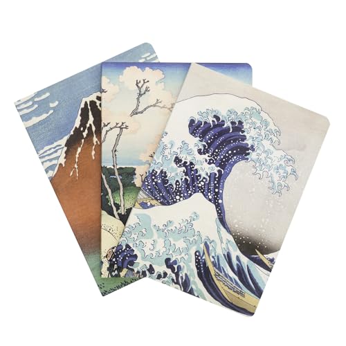Kokonote Hokusai The Great Wave off Kanagawa Pack 3er Pack Notizbücher A5 - Notizbuch Klein A5-1 Notizbuch Liniert 1 Notizbuch Dotted 1 Notizbuch Blanko - Notizblock A5 von Grupo Erik