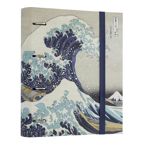 Grupo Erik Ringordner 4 Ringe, Rinbuchordner Hokusai Japanische Kunst, Ordner Die Größe Welle vor Kanagawa Ordner A4 für Ihre Dokumente, das Lernen oder die Arbeit von Kokonote