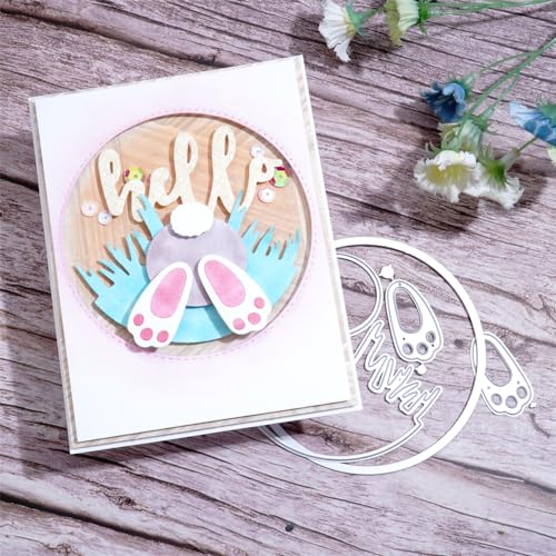 Kokorosa Scrapbooking-Stanzformen, Oster-Stanzformen, Metall-Stanzformen zum Basteln, Stanzformen für Kartenherstellung, geeignet für Party, Hochzeit, Urlaub (Kreis Kaninchen, 10 x 10 cm) von Kokorosa