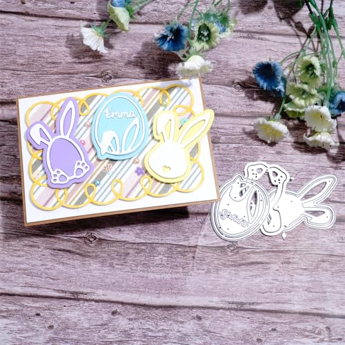 Kokorosa Scrapbooking-Stanzformen, Oster-Stanzformen, Metall-Stanzformen zum Basteln, Stanzformen für Kartenherstellung, geeignet für Party, Hochzeit, Urlaub (kurzes Kaninchen, 13 x 7 cm) von Kokorosa