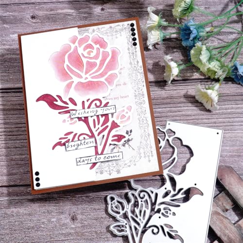 Kokorosa Stanzformen für Scrapbooking, Blumen-Stanzformen, Metall-Stanzformen zum Basteln, Stanzformen für Kartenherstellung, geeignet für Party, Hochzeit, Urlaub usw. (Halbrand-Rose, 14 x 9,5 cm) von Kokorosa