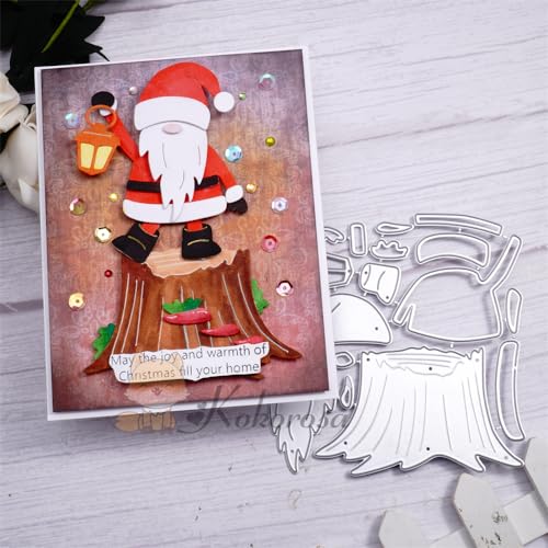 Weihnachts-Stanzformen für Kartenherstellung, Metalldekoration, Weihnachtsmann mit Lichtern, geeignet für Feiern, Hochzeiten, Partys, Scrapbooking, Basteln, DIY von Kokorosa