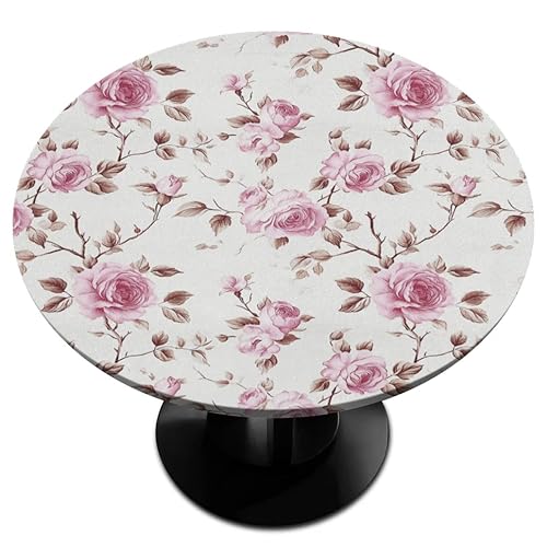 Kolabimo Runde Tischdecke, elastischer Rand, Tischdecke für 91,4 - 106,7 cm, wasserdicht, abwischbar, Tischdecke für Esszimmer, Camping, Outdoor, Indoor (Blumenrose) von Kolabimo