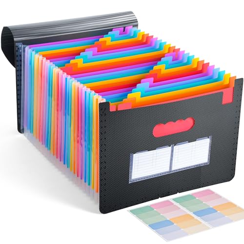 Kolamom Dokumentenmappe A4 mit 25 Fächer, Akkordeon Dokumentenmappe mit Farbe Etiketten, Regenbogen Fächermappe A4 mit Deckel, Dokumenten Organizer für Zuhause oder Büro Dokumente Kolamom Dokumentenmappe A4 mit 25 Fächer, Akkordeon Dokumentenmappe mit Farbe Etiketten, Regenbogen Fächermappe A4 mit Deckel, Dokumenten Organizer für Zuhause oder Büro Dokumente von Kolamom