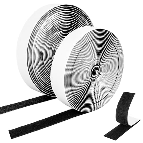 Klettband Selbstklebend, 5m x 16mm Klettverschluss Selbstklebend Extra Stark, Klebepad Flauschband Und Hakenband Für Befestigung, Organisation Und Aufbewahrung (Schwarz) von Kolamom