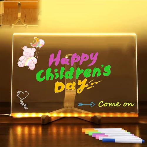 Magicboard Where Creativity Lights Up, Magicboard - Magic Drawing Board, Kivvy - Magicboard, Helloluno LED-Zeichenbrett, mit farbigem Notizblock mit verstellbarem Staand und 7 Stiften (L) von Kolarmo