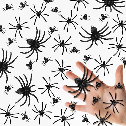 Koliphy 100 Stück Halloween Spinnen, 3 Größen Schwarze Kunststoff Spinne für Halloween Party Deko, Halloween Realistische Gruselige Spinnen Tisch Dekoration Koliphy 100 Stück Halloween Spinnen, 3 Größen Schwarze Kunststoff Spinne für Halloween Party Deko, Halloween Realistische Gruselige Spinnen Tisch Dekoration von Koliphy