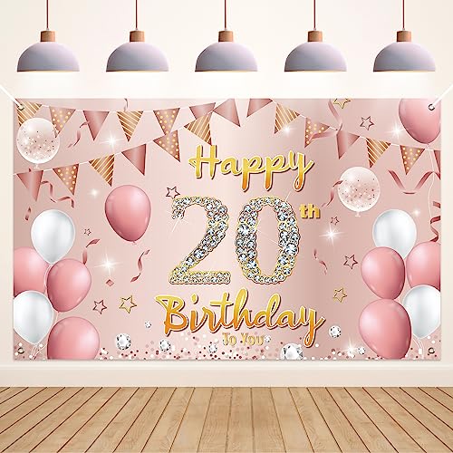 Koliphy 20. Geburtstag Deko, 20. Happy Birthday Banner für Männer Frauen, Rose Gold Stoff 20 Geburtstagsbanner Hintergrund Party Dekoration Drinnen und Draußen Koliphy 20. Geburtstag Deko, 20. Happy Birthday Banner für Männer Frauen, Rose Gold Stoff 20 Geburtstagsbanner Hintergrund Party Dekoration Drinnen und Draußen von Koliphy
