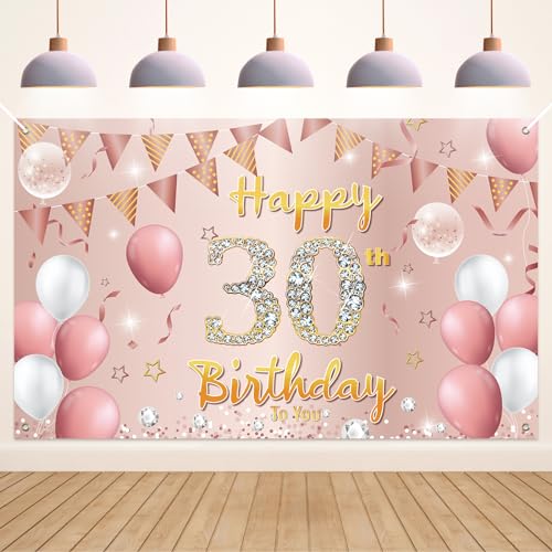 Koliphy 30. Geburtstag Deko, 30. Happy Birthday Banner für Mann Frau, Rose Gold Stoff 30 Geburtstagsbanner Hintergrund Party Dekoration Drinnen und Draußen Koliphy 30. Geburtstag Deko, 30. Happy Birthday Banner für Mann Frau, Rose Gold Stoff 30 Geburtstagsbanner Hintergrund Party Dekoration Drinnen und Draußen von Koliphy