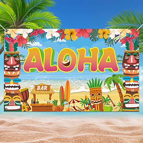 Koliphy Aloha Banner, Hawaiian Banner Deko für Luau Party Aloha Sommer Draussen Deko, Tiki Bar Tropische Schwimmbad Sandstrand Garten BBQ Dekoration von Koliphy