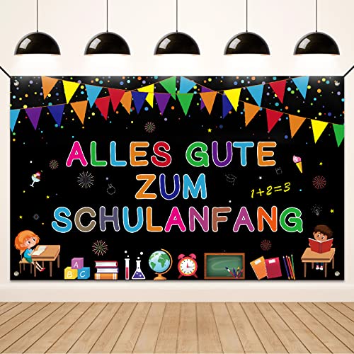 Koliphy Einschulung Banner Deko, Schwarz Schulanfang Banner Alles Gute Zum Schuleinführung Hintergrund Banner Deko Einschulung Dekoration für Mädchen und Jungen, 185x110cm Koliphy Einschulung Banner Deko, Schwarz Schulanfang Banner Alles Gute Zum Schuleinführung Hintergrund Banner Deko Einschulung Dekoration für Mädchen und Jungen, 185x110cm von Koliphy